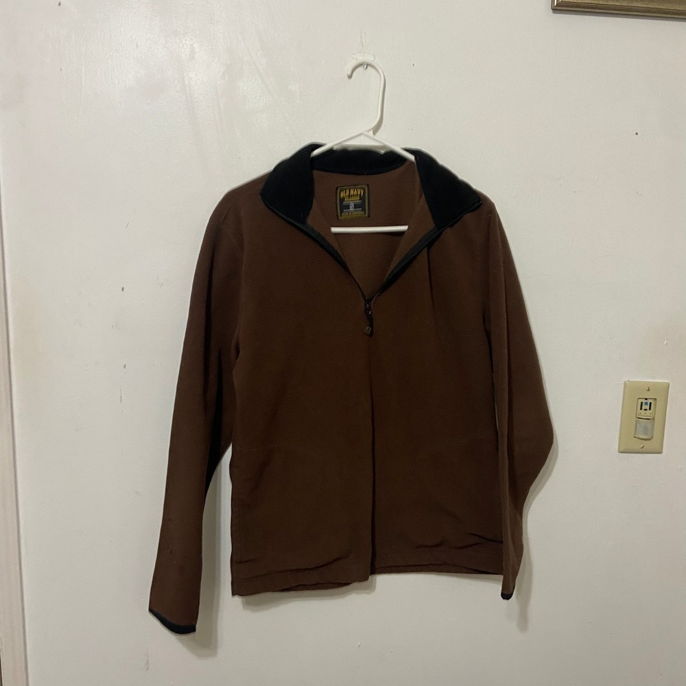 Y2K Old Navy Classic Mens Brown Fleece Quarter Zip Pullover Size S READ